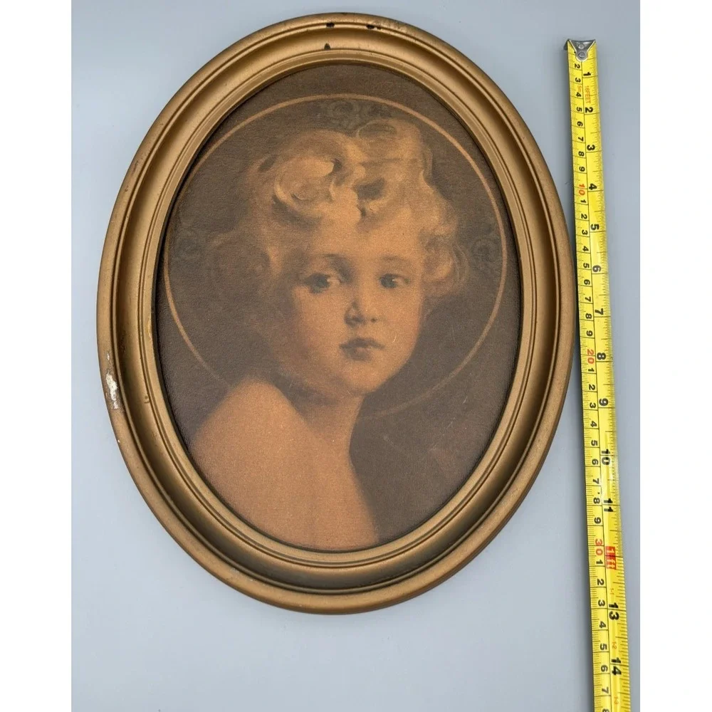 Vintage Baby‎ Jesus The Light of the World Print Picture Frame Oval C. Chambers - Picture 3 of 14